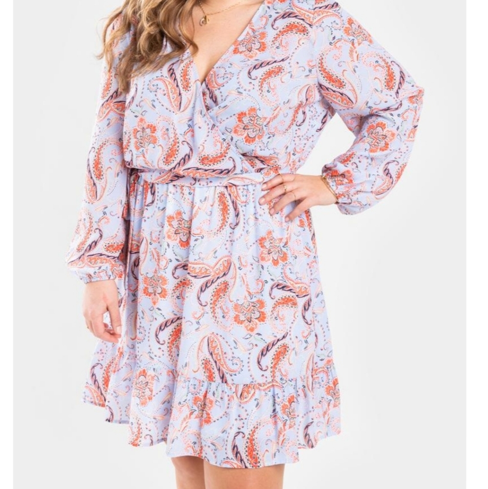 NWT Paisley faux wrap dress